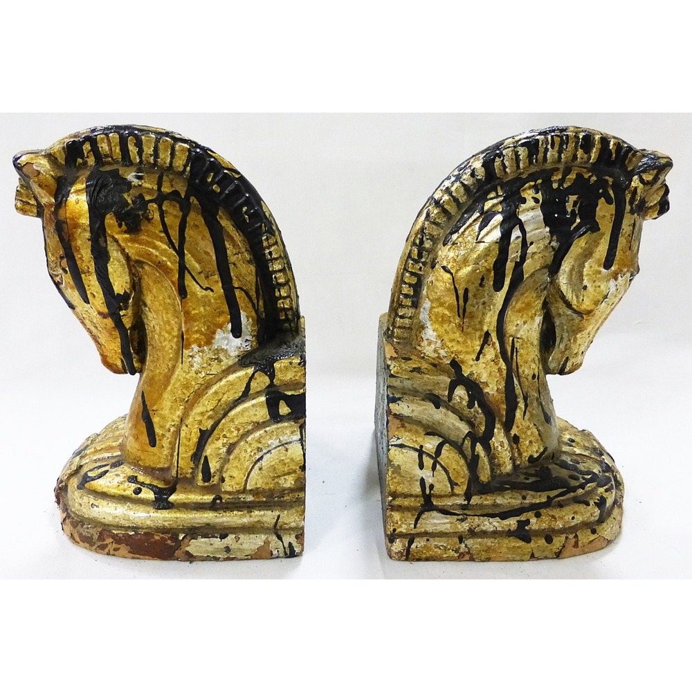 Vtg Bookend horses set of two western equestrian farmhouse‎ whimsical
